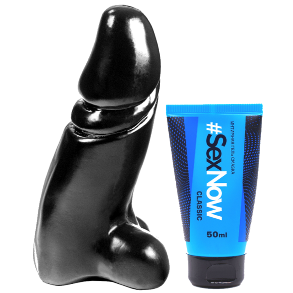 Фаллоимитатор для фистинга Lance • Regular Cock, черный, из винила, 21 см + анальная гель-смазка #SexNow Classic 50 мл