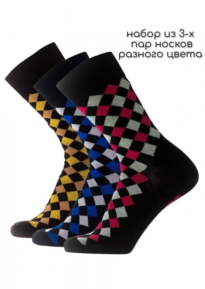 Три пары мужских носков разноцветные Pantelemone Casual PN-158, размер 25 (38-40), 3 пары