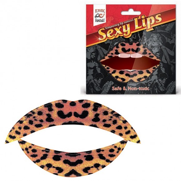 Татуировка для губ, яркий образ для вечеринки Erotic Fantasy Lip Tattoo Sexy Lips Леопардовый