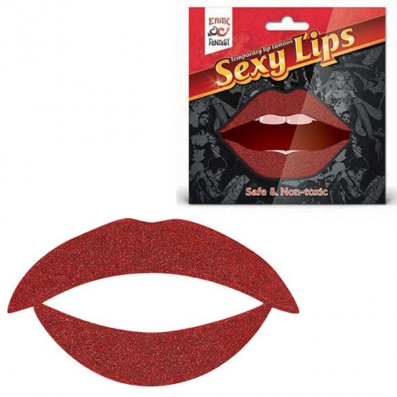 Татуировка для губ, яркий образ для вечеринки Erotic Fantasy Lip Tattoo Sexy Lips Красный блеск