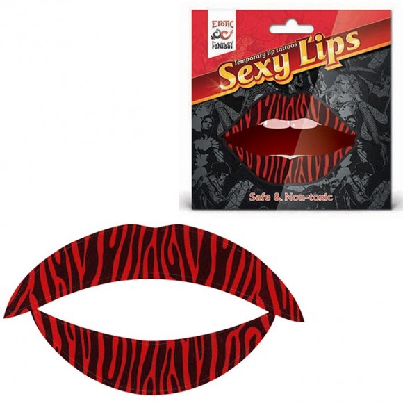 Татуировка для губ, яркий образ для вечеринки Erotic Fantasy Lip Tattoo Sexy Lips Тигровый красный