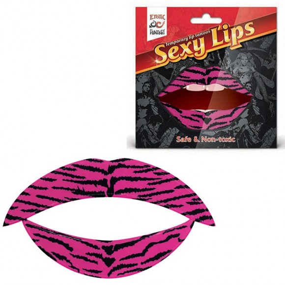 Татуировка для губ, яркий образ для вечеринки Erotic Fantasy Lip Tattoo Sexy Lips Тигровый Розовый 