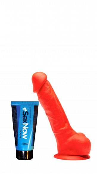 Фаллоимитатор из Англии Stretch No. 2, красный 18 см и смазка для секса SexNow Classic 50 мл
